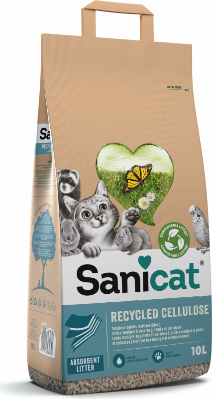 SANICAT RECYCLED CLEANGREEN PELLETS PAPEL Y CELULOSA 10 L clinicavetdream